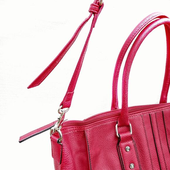 MERONA Large Red Tote Shoulder Bag Satchel Preppy Travel Carry On Colorful Bold - Picture 4 of 7